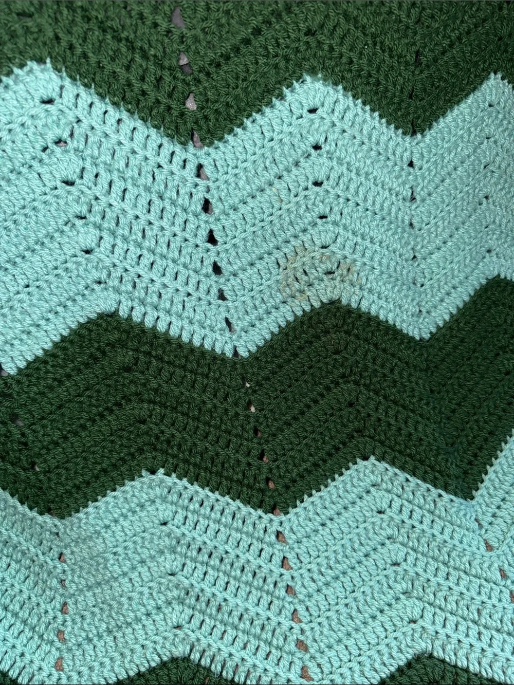 Hand Crafted Chevron Throw Blanket in Mint and Forest Green